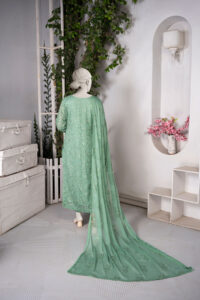 3-Piece Dark Pista All Over Embroidered Suit