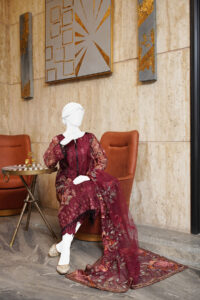 A-08 | 3pc Pure Organza Embroidered Suit