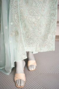 Light Sky 3-Piece Suit with Full Embroidery and Elegant Borders