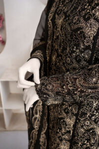 Luxury Black All Over 3 Piece Crinkle Chiffon Suit
