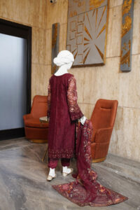A-08 | 3pc Pure Organza Embroidered Suit