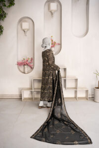 Luxury Black All Over 3 Piece Crinkle Chiffon Suit