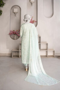 Light Sky 3-Piece Suit with Full Embroidery and Elegant Borders