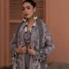 Elegant Embroidered Organza Ensemble with Net Dupatta & Silk Trousers