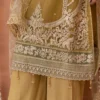 Mustard Yellow Net Suit with Intricate Embroidery and Net Dupatta