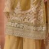 Mustard Yellow Net Suit with Intricate Embroidery and Organza Dupatta