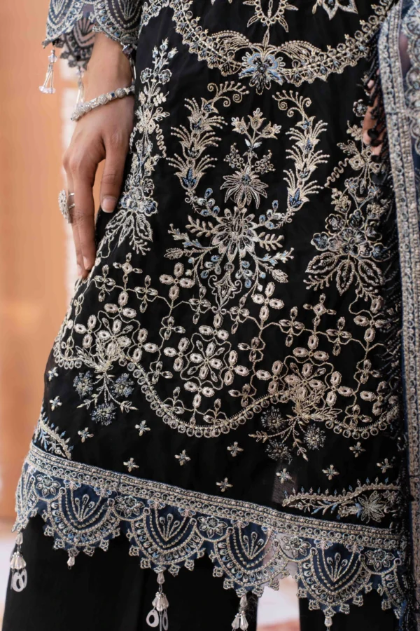 Pure Bamber Suit with Organza Border, Sequence, and Tila Work
