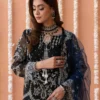 Pure Bamber Suit with Organza Border, Sequence, and Tila Work
