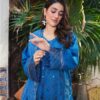 Blue Embroidered Lawn Suit White Thread Work 3-Piece Unstitched - Close picture
