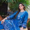 Blue Embroidered Lawn Suit White Thread Work 3-Piece Unstitched - Sitting Close Picture