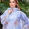 Lavender Embroidered Lawn Suit Cutwork & Floral Design 3-Piece Unstitched - Close View