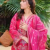 Maroon Embroidered Lawn Suit 3-Piece Unstitched - Left Watching Side View