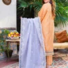 Peach & Lavender Embroidered Lawn Suit 3-Piece Unstitched - Back Side