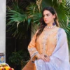 Peach & Lavender Embroidered Lawn Suit 3-Piece Unstitched - Close Side View