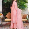 Peach Pink Embroidered Lawn Suit Cutwork & Floral Details 3-Piece Unstitched - Backside View